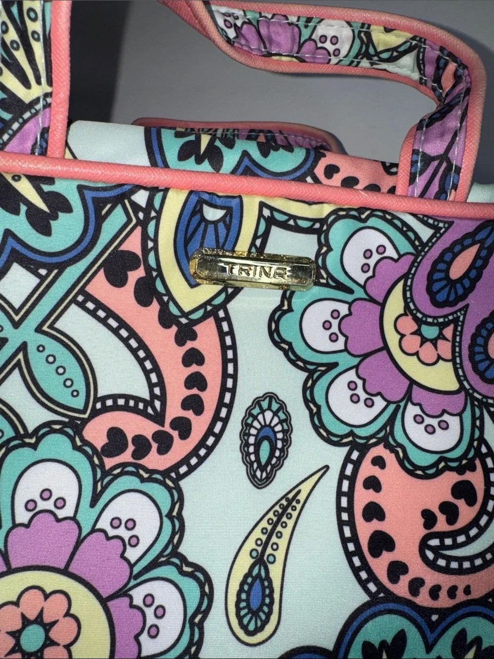 Trina Turk Paisley Floral Travel Makeup Cosmetic Organizer Bag Case